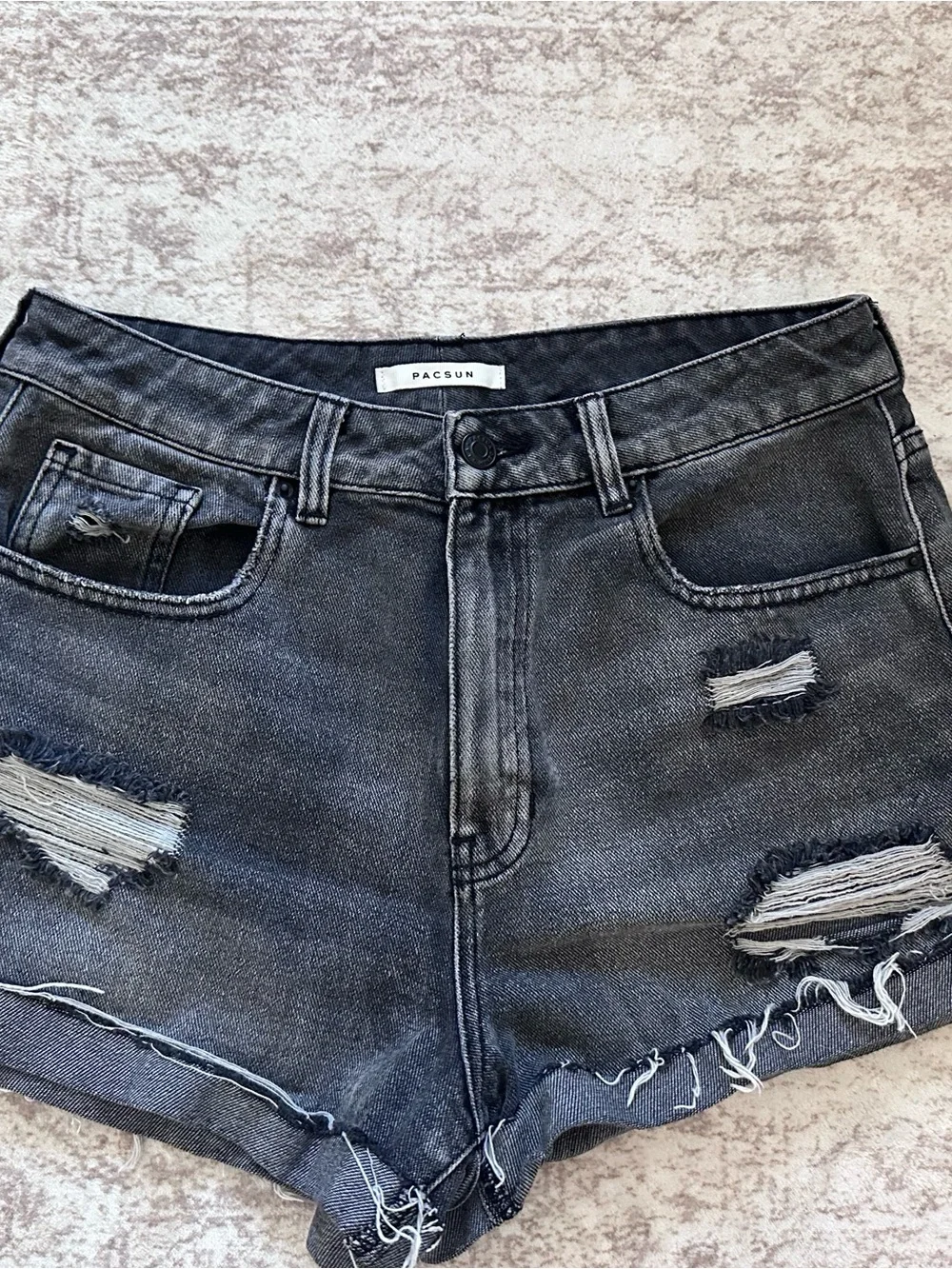 Pacsun Women's Black Distressed Denim Shorts